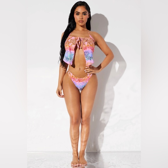 Fashion nova, colorful animal print bikini - Picture 1 of 2